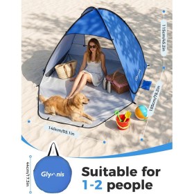 Strandmuschel Pop Up Strandzelt Strand Zelt mit Reißverschlusstür UV-Schutz 50+ 4
